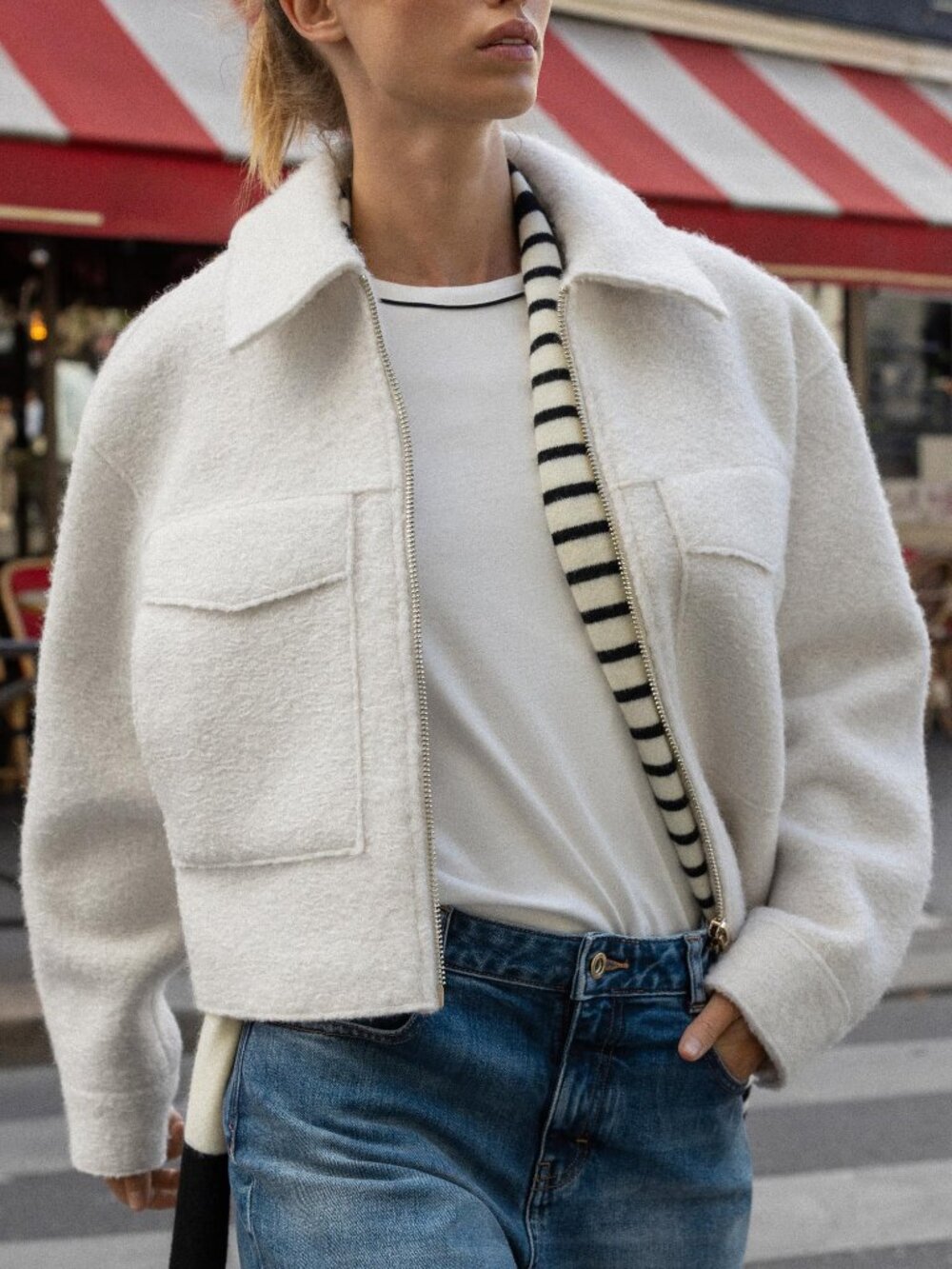 ZARA WHITE BOUCLE JACKET